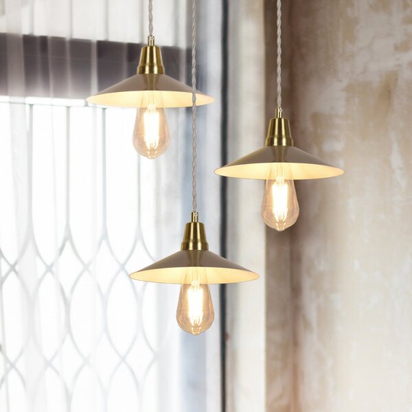 COREP Lampă suspendată Claudette, culoare crem, Ø 22 cm, metal, reglabil, Bej, Camera de zi / sufragerie, Metal, Vintage