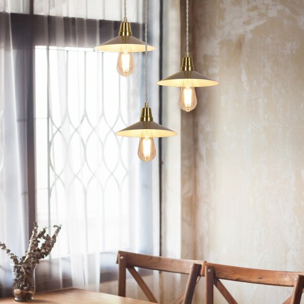 COREP Lampă suspendată Claudette, culoare crem, Ø 22 cm, metal, reglabil, Bej, Camera de zi / sufragerie, Metal, Vintage