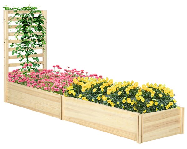 Outsunny Strat Înălțat pentru Grădină cu Spalier și Fund Deschis, 230x60x110 cm, Lemn Natural | Aosom Romania