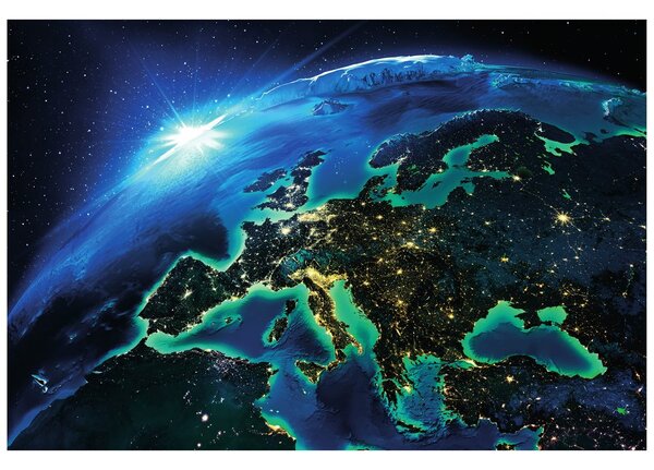 Fototapet planetă albastră strălucitoare