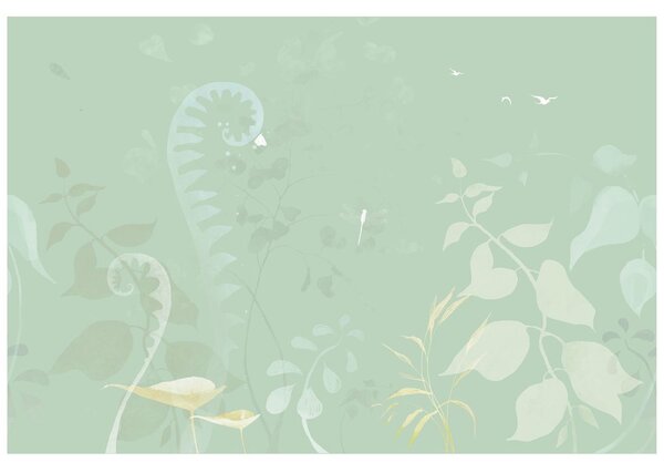 Tapet natura moartă plante abstracte în verde