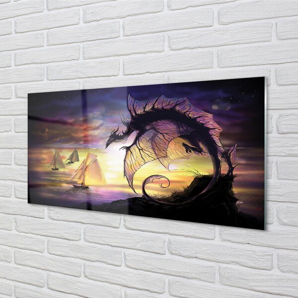 Panouri de sticlă Dragon ambarcațiuni de mare nori