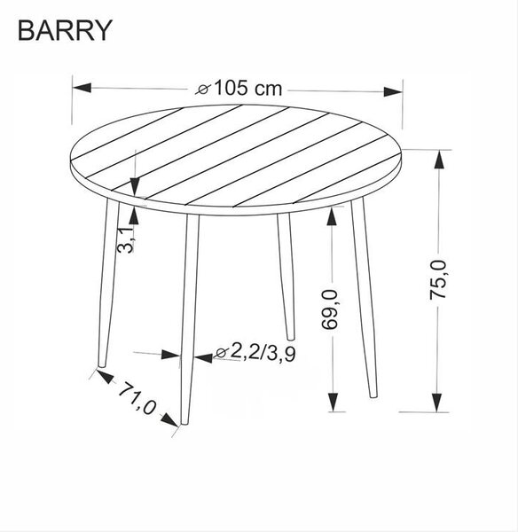 Masa de sufragerie (pentru 6 persoane) Berrylo (nuc + negru). 1155867