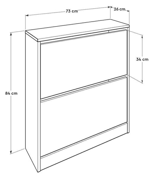 Pantofar Adore Max, 12 Perechi, 2 Compartimente, 73x84x26 cm