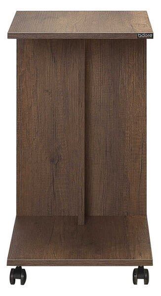 Masuta Cafea Laterala Adore C shape cu roti, Alb - Nuc - Stejar - Mov, 35x65x45 cm