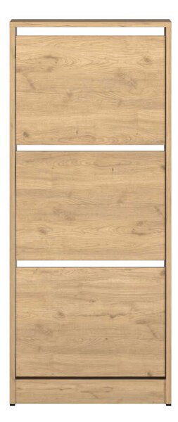 Pantofar Adore Compact Plus, 12 Perechi, 3 Compartimente, Alb - Stejar - Mov, 51x119x26 cm