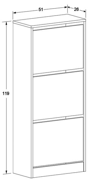 Pantofar Adore Compact Plus, 12 Perechi, 3 Compartimente, Alb - Stejar - Mov, 51x119x26 cm