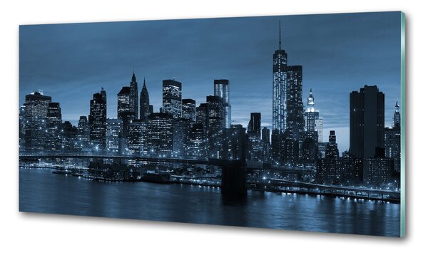 Panou sticlă bucătărie New York pe timp de noapte