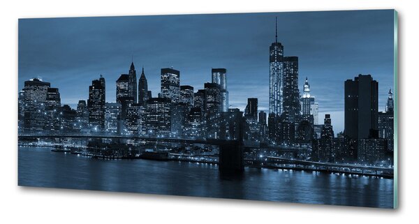 Panou sticlă bucătărie New York pe timp de noapte