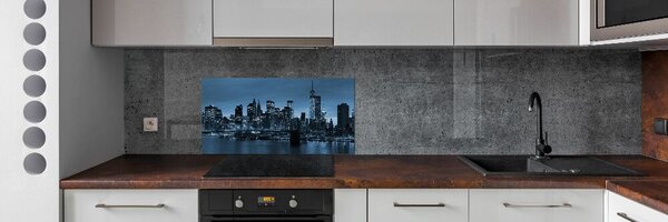 Panou sticlă bucătărie New York pe timp de noapte