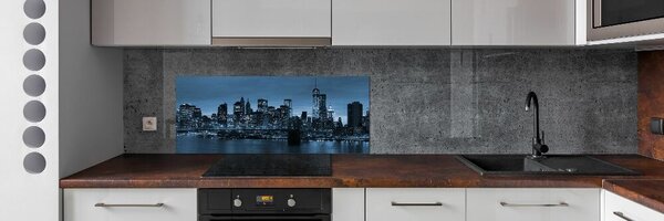 Panou sticlă bucătărie New York pe timp de noapte