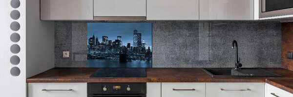 Panou sticlă bucătărie New York pe timp de noapte
