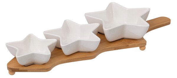 Set de boluri in forma de stea, pe suport de bambus, 42 cm