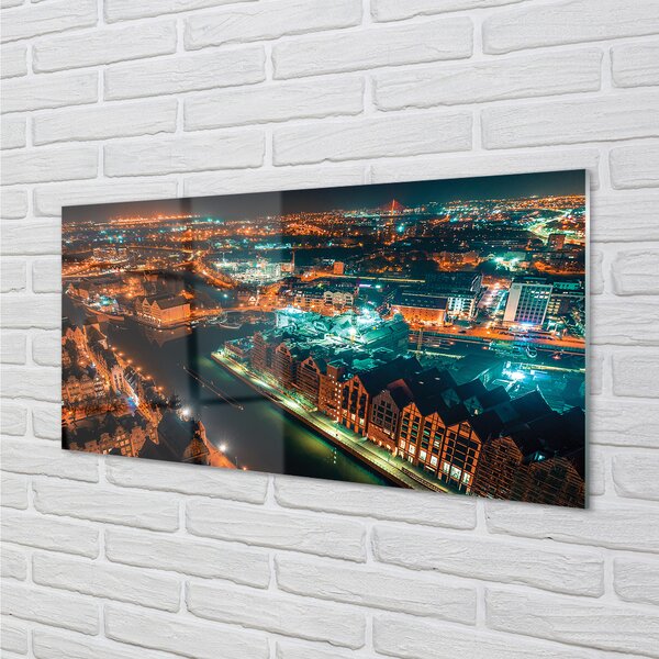 Panouri de sticlă Gdańsk River noapte panoramă