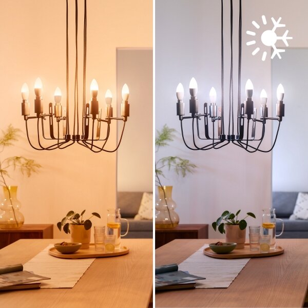 Set de 3 becuri LED RGB dimabile Philips SMART C37, soclu E14/4,9W/230V, 2200-6500K