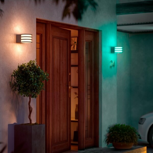 Philips - Lampă LED de perete pentru exterior Hue LUCCA, RGB, reglabilă, 1xE27/8,1W/230V, IP44