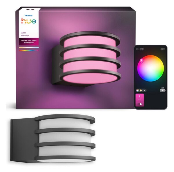 Philips - Lampă LED de perete pentru exterior Hue LUCCA, RGB, reglabilă, 1xE27/8,1W/230V, IP44