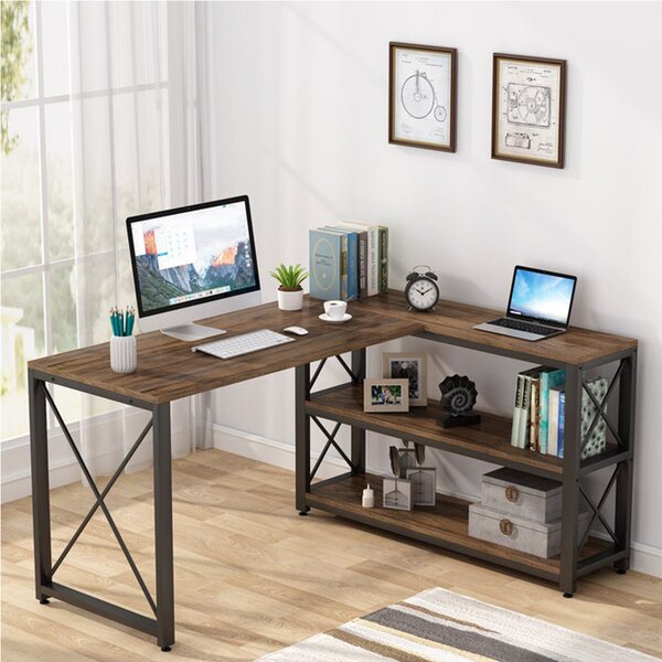 Birou Oscar,culoare nuc si negru,135+110x75 cm