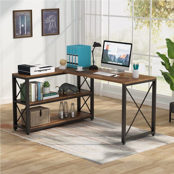 Birou Oscar,culoare nuc si negru,135+110x75 cm