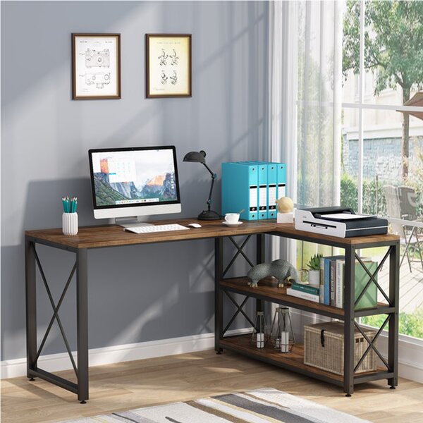 Birou Oscar,culoare nuc si negru,135+110x75 cm