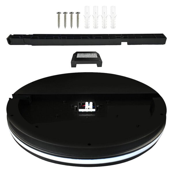 Milagro Lighting Plafonieră LED Marlon, Ø 40 cm, negru, plastic, IP54, Negru, Baie, Plastic, Modern