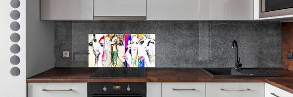 Panou sticlă decorativa bucătărie portrete de femei
