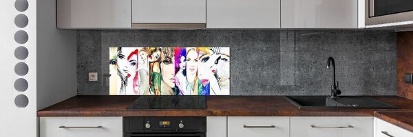 Panou sticlă decorativa bucătărie portrete de femei