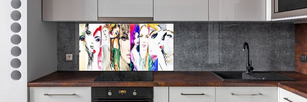 Panou sticlă decorativa bucătărie portrete de femei