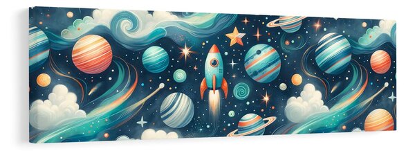 Tablou cosmos cu rachetă și stele