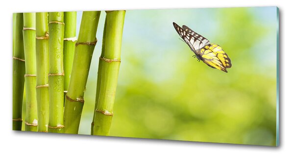 Sticlă bucătărie Bambus și fluture