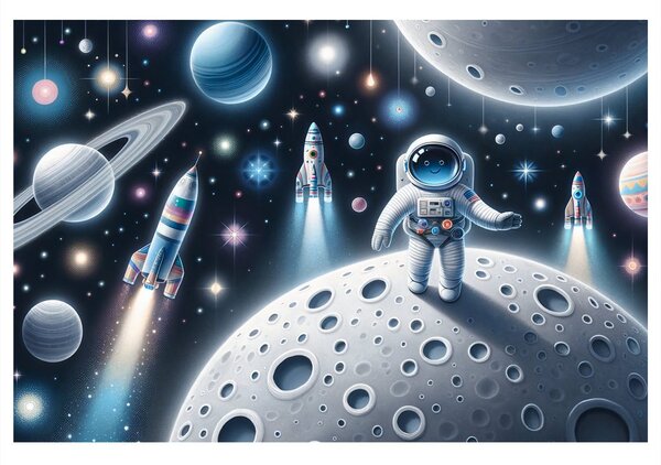 Tablou astronaut pentru copii pe Lună