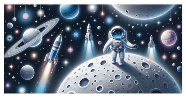 Tablou cosmonaut printre planete
