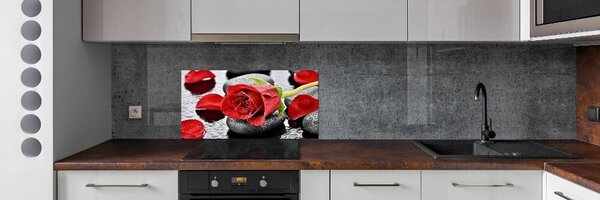Panou sticlă decorativa bucătărie Trandafir roșu