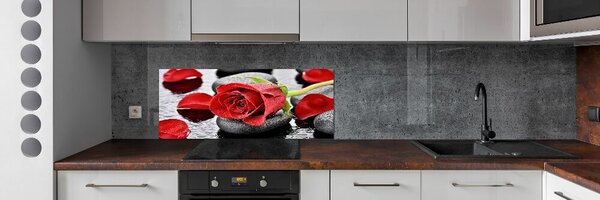 Panou sticlă decorativa bucătărie Trandafir roșu