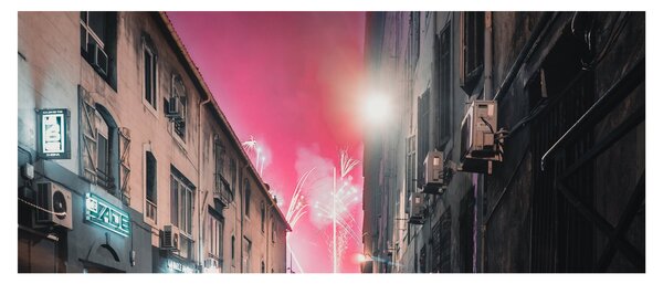 Tablou - Artificii din Marseille (120x50 cm)