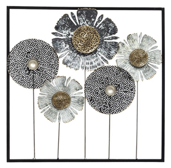 Decor de perete metalic FLORE, 50 x 50 cm