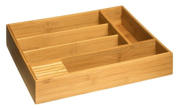 Organizer na sztućce, 100% bambus, pojemnik z 5 przegrodami, 38 x 28 cm, 5five Simple Smart