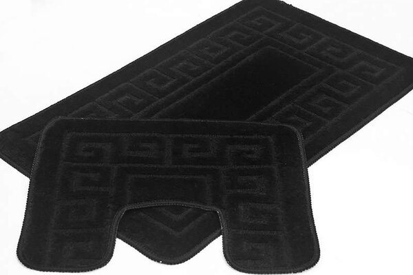 Set 2 Covorase antiderapante de baie, Ethnic 2513 Negru, Diverse Marimi 60 x 100 / 50 x 60