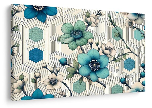 Tablou flori elegante pe fundal geometric