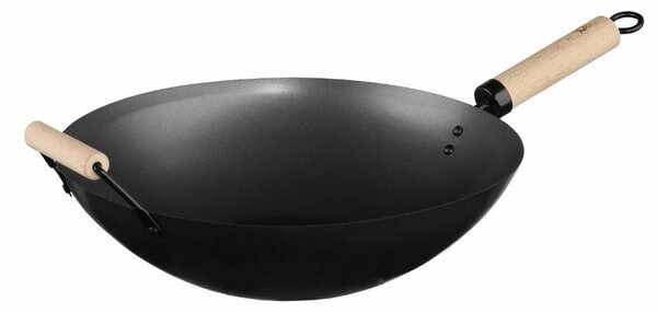 Tigaie Deep WOK cu mâner din lemn, diametru 35 cm