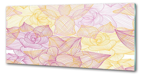 Panou sticla securizata bucatarie model floral