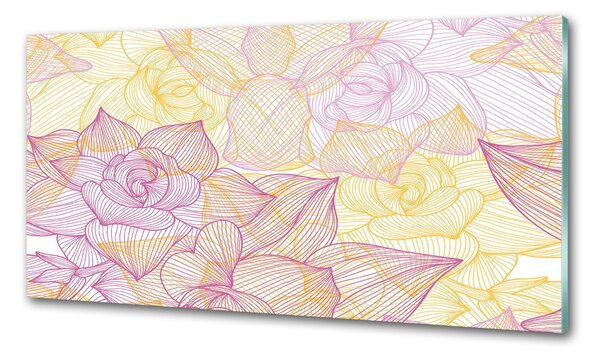 Panou sticla securizata bucatarie model floral