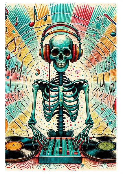 Tablou DJ schelet colorat