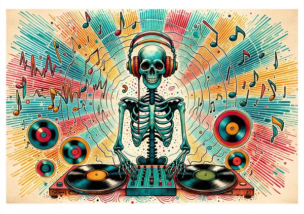 Tablou schelet disco cu discuri