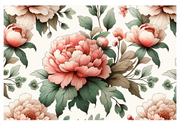 Tablou flori romantice de bujor