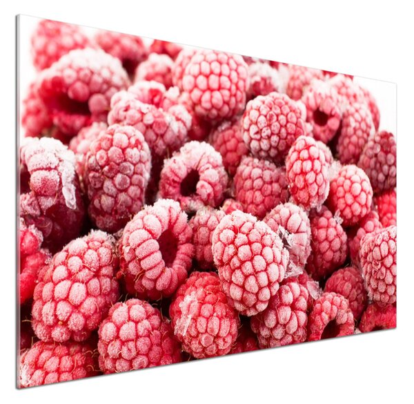 Panou sticlă decorativa bucătărie zmeură congelate