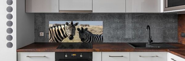 Panou sticla securizata bucatarie două zebre