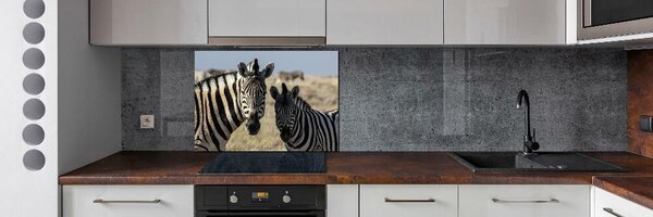 Panou sticla securizata bucatarie două zebre
