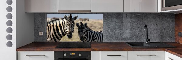 Panou sticla securizata bucatarie două zebre