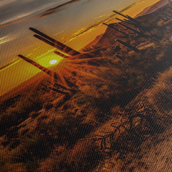 Tablou - Sfărșit de zi în deșertul Arizona (cu ceas) (90x30 cm)